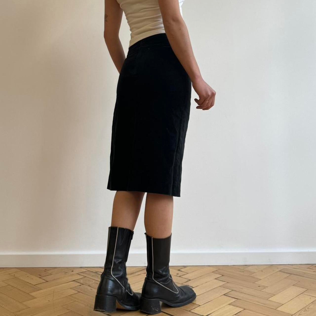 Gucci black pencil skirt with lace up tie detail