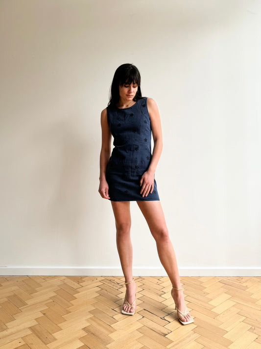 Vintage 90s Fendissime navy denim mini dress