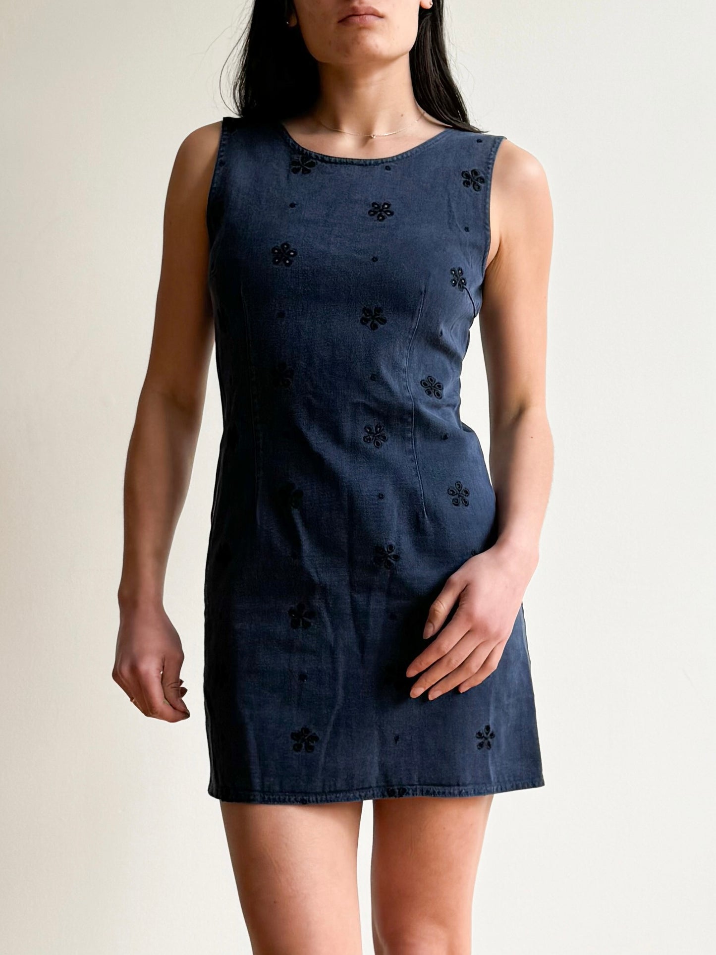 Vintage 90s Fendissime navy denim mini dress