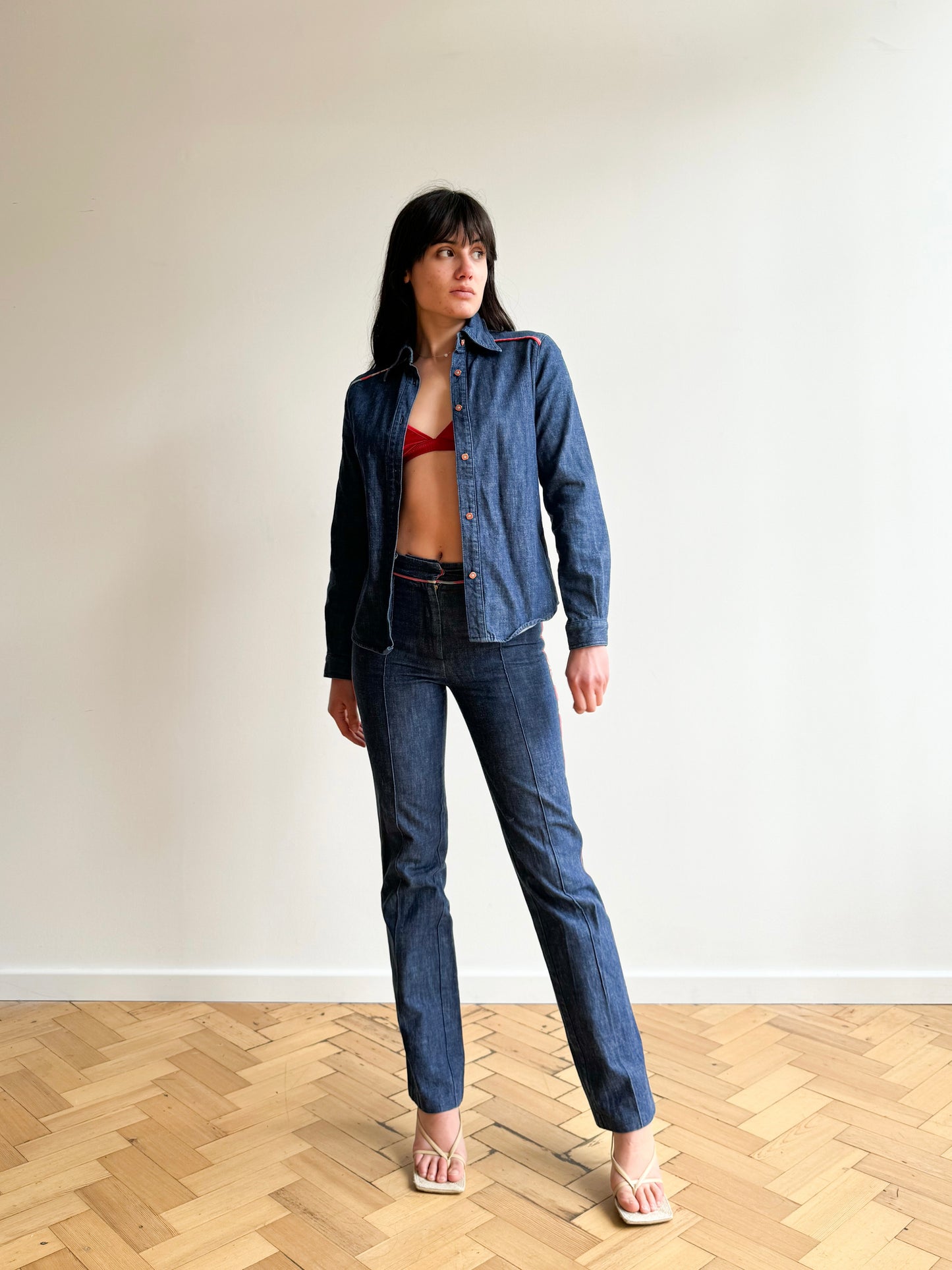 Fendi 00s denim jeans and shirt jacket