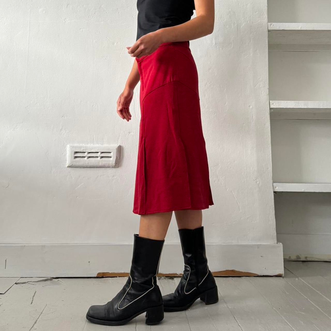 Cote Femme red mid length skirt with panel detailing