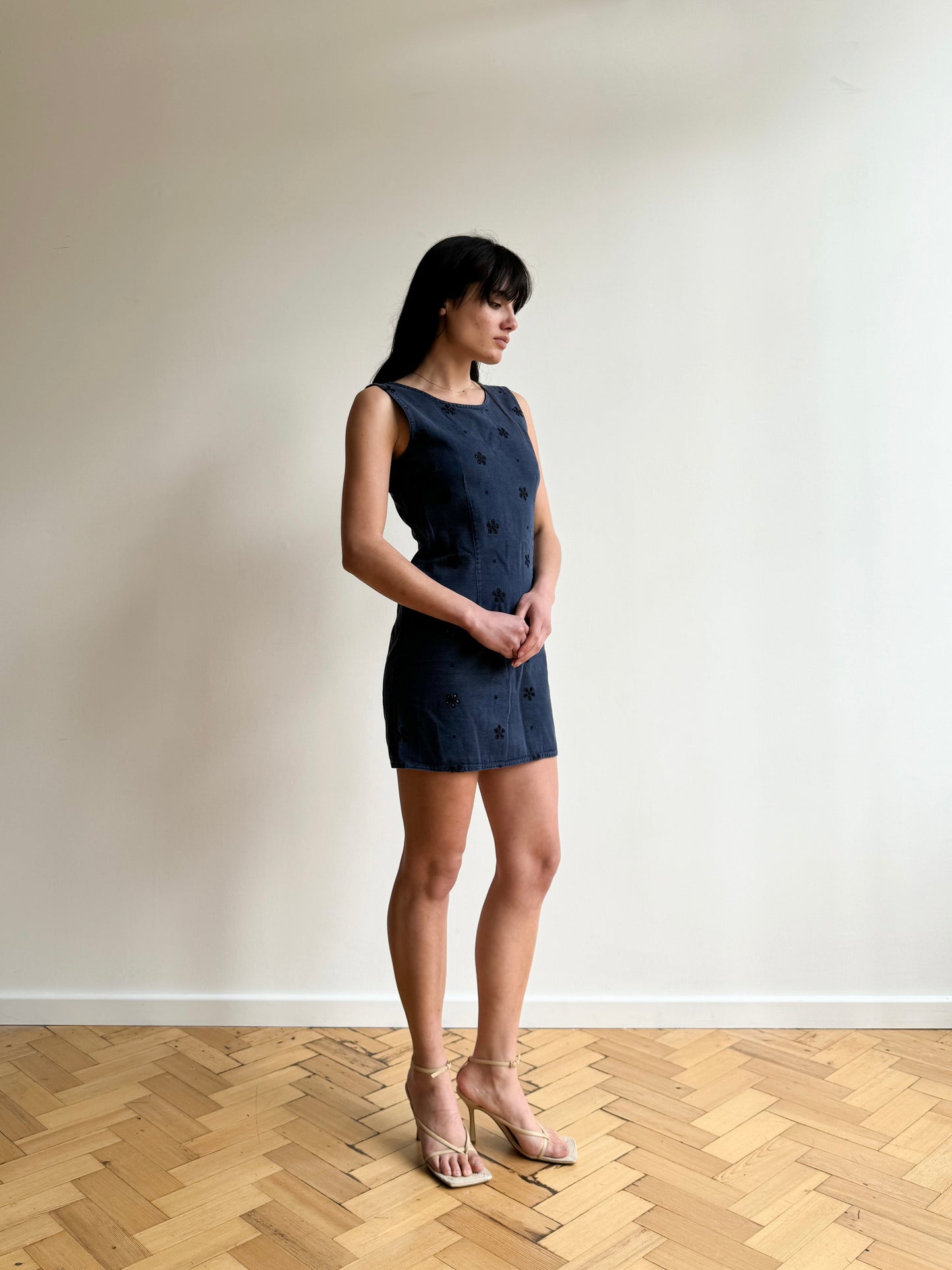 Vintage 90s Fendissime navy denim mini dress