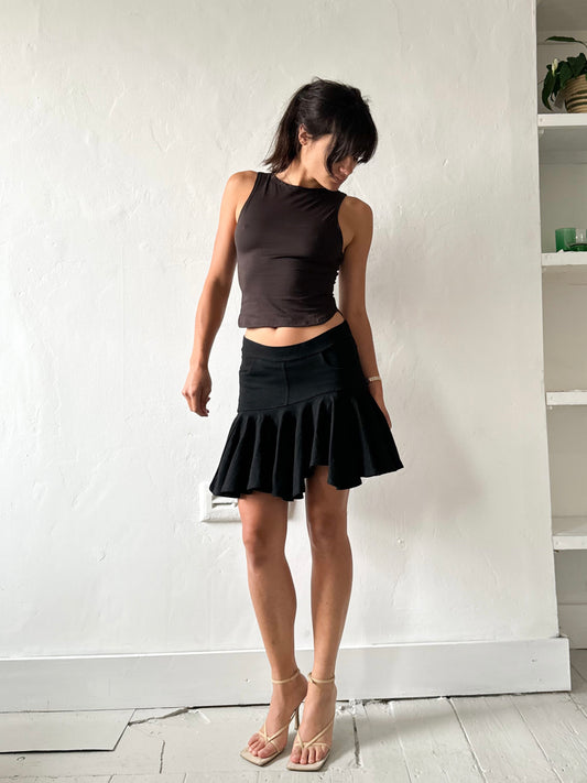 Plein Sud Black Asymmetric Ruffle Mini Skirt